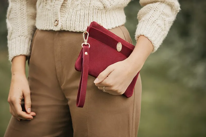 Hicks and Brown Chelsworth Clutch Bag in Maroon-3